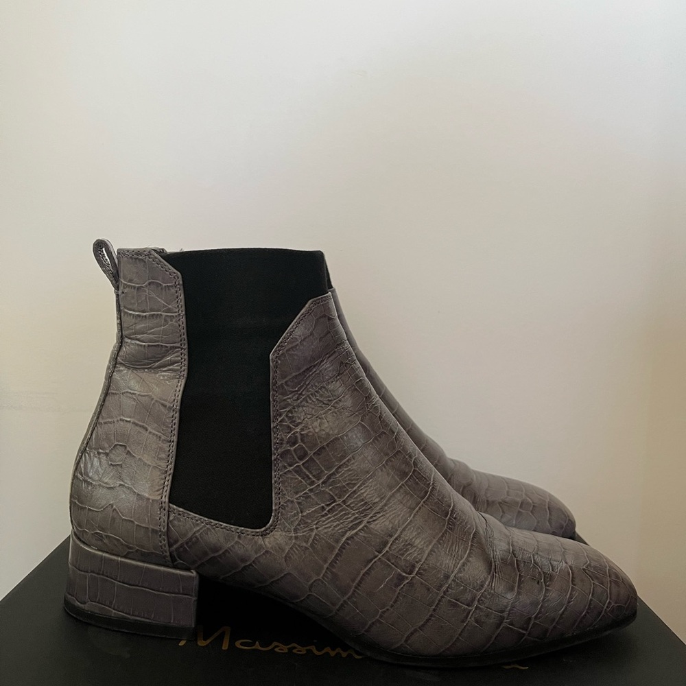 Massimo Dutton Grey Leather Stretch Ankle Boots W… - image 2